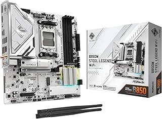 ASRock Placa mãe B850M Steel Legend WiFi Micro-ATX AM5: Ryzen 9000/8000/7000, DDR5 8000+ OC, PCIe 5.0 x16, WiFi 7, 3X M.2 (1x Gen5), USB 3.2 Gen2 Type-C, BIOS Flashback