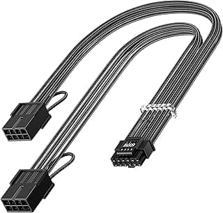 Fasgear Cabo de extensão PCI-e 5.0 12VHPWR(12v-2x6) 30 cm/1ft, 16(12+4) pinos macho para PCIE 2x8(6+2) pinos fêmea cabo extensor 16AWG, para GeForce RTX 3090ti/4070/4080/4090/5070ti, com 4 pentes