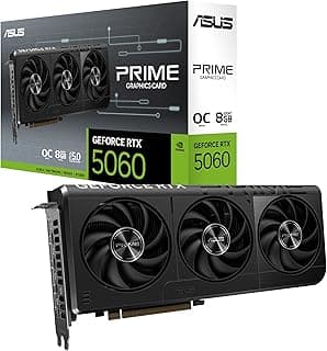 ASUS Placa de vídeo para jogos Prime GeForce RTX 5060 8GB GDDR7 OC Edition (Nvidia GeForce RTX5060 DLSS 4, design de 2,5 compartimentos, PCIe 5.0, 3X DisplayPort 2.1b, 1x HDMI 2.1b, PRIME-RTX5060-O8G)