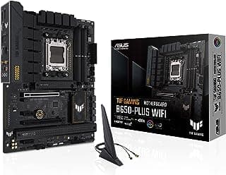 ASUS Placa mãe TUF Gaming B650-PLUS WiFi AMD B650 AM5 Ryzen Desktop 9000 8000 e 7000 ATX, 14 estágios de energia, PCIe 5.0 M.2, memória DDR5, WiFi 6 e Ethernet de 2,5 GB, suporte USB4 Aura Sync